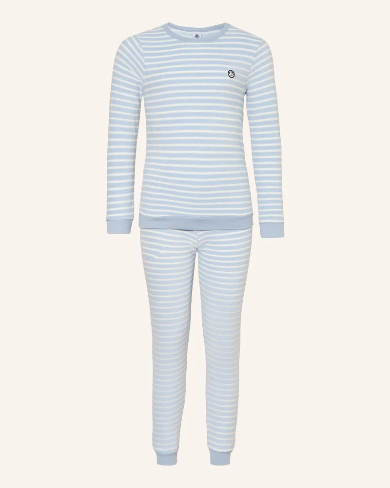 Petit Bateau Schlafanzug Aus Frottee blau Hellblau