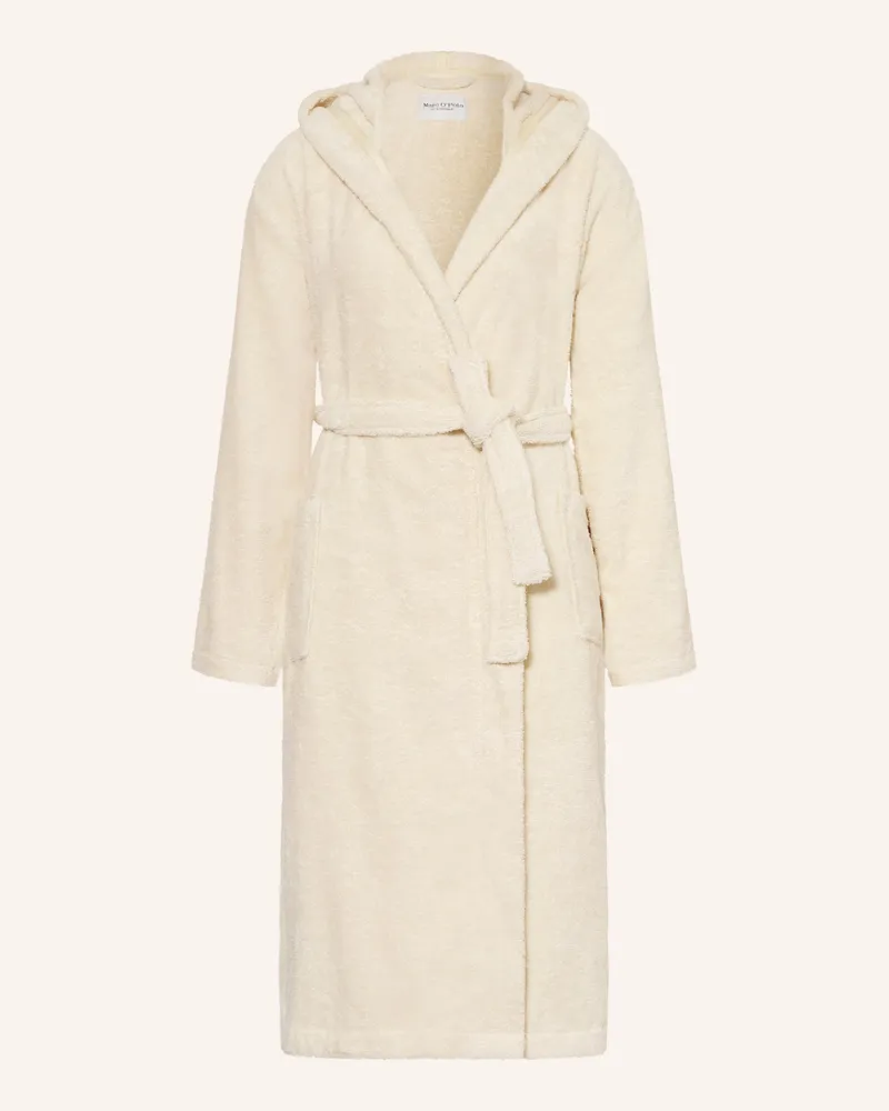 Marc O'Polo Damen-Bademantel mit Kapuze Weiss