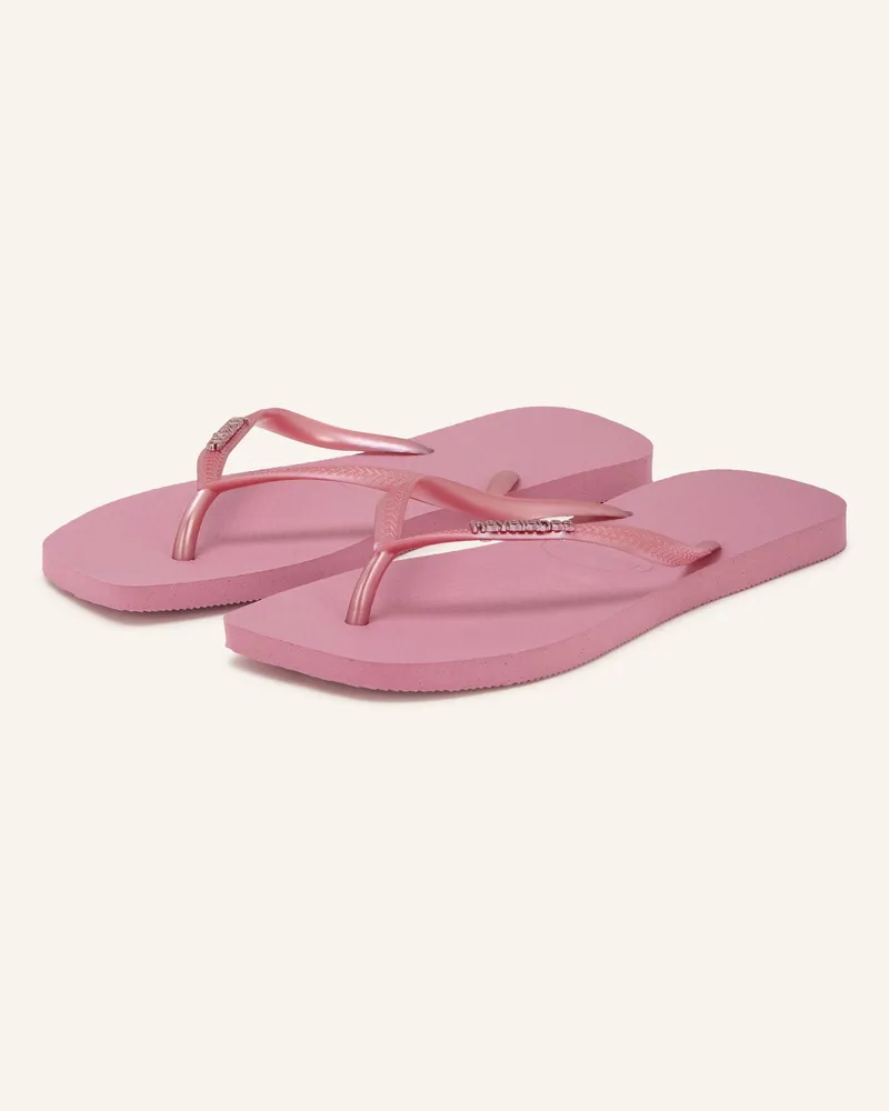 Havaianas Zehentrenner Slim Square Logo Metallic rosa Altrosa
