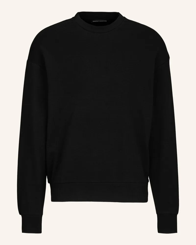 Trusted Handwork Oversized 1/1-Sleeve Sweatshirt w.Dropped Shoulder Schwarz