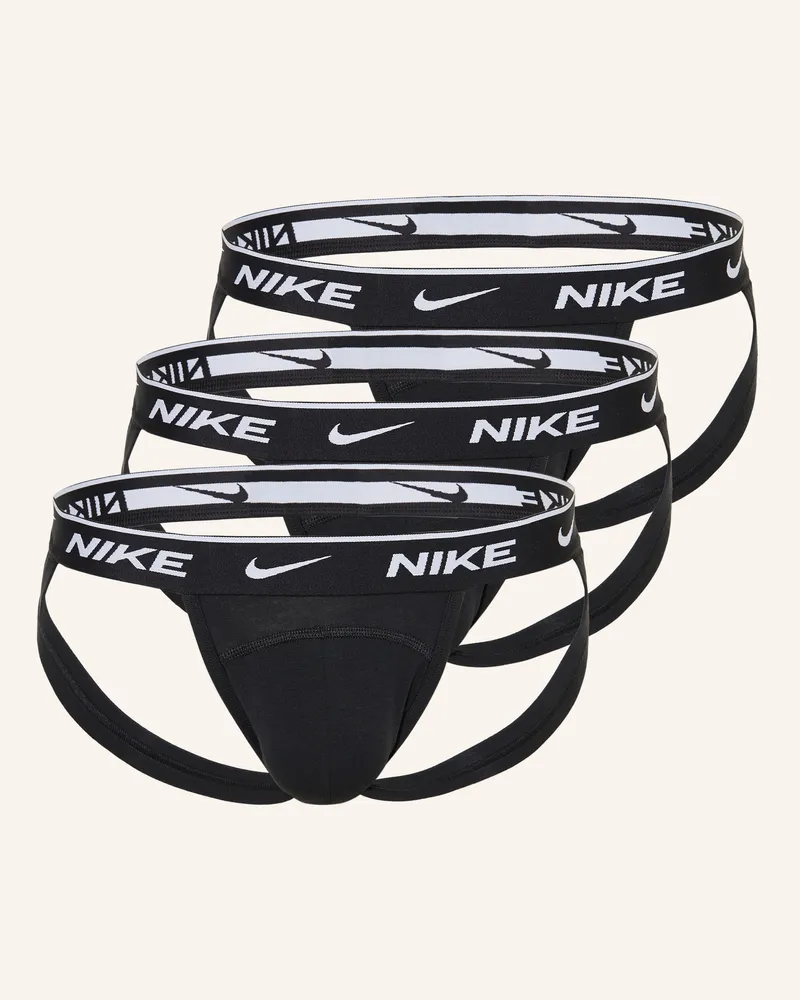 Nike 3er-Pack Jock Straps Essential Cotton Stretcg schwarz Schwarz