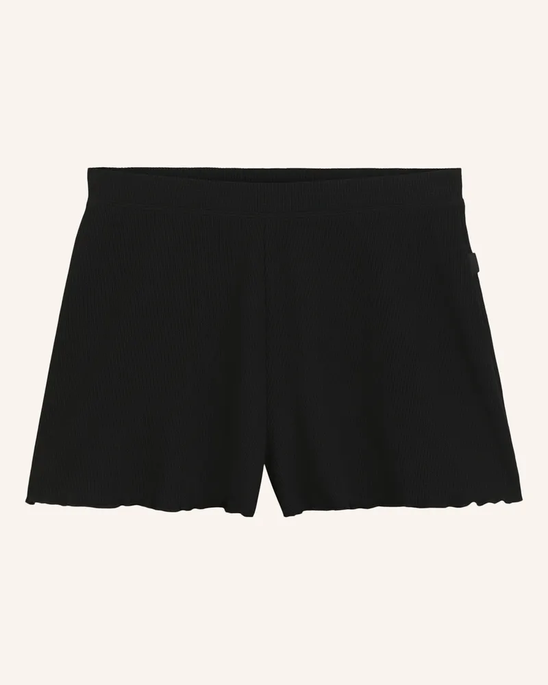 HUGO BOSS Pyjamas Unterteil Cosy Waffle_Shorts schwarz Schwarz