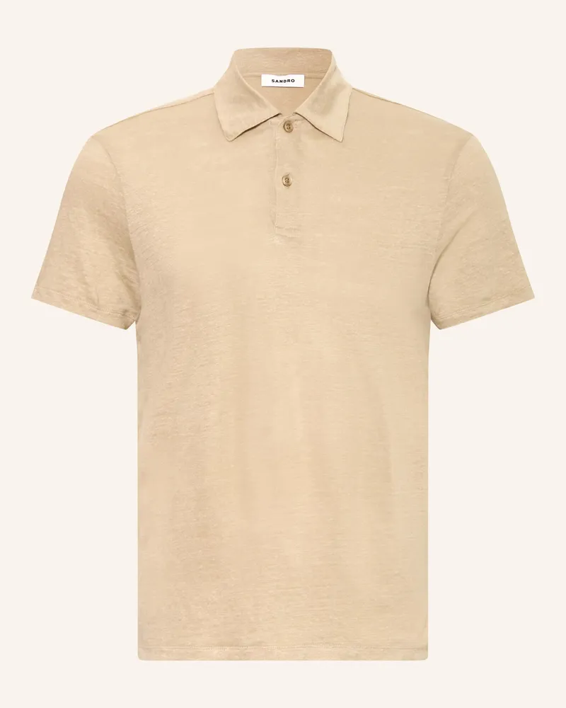 Sandro Leinen-Poloshirt beige Hellbraun