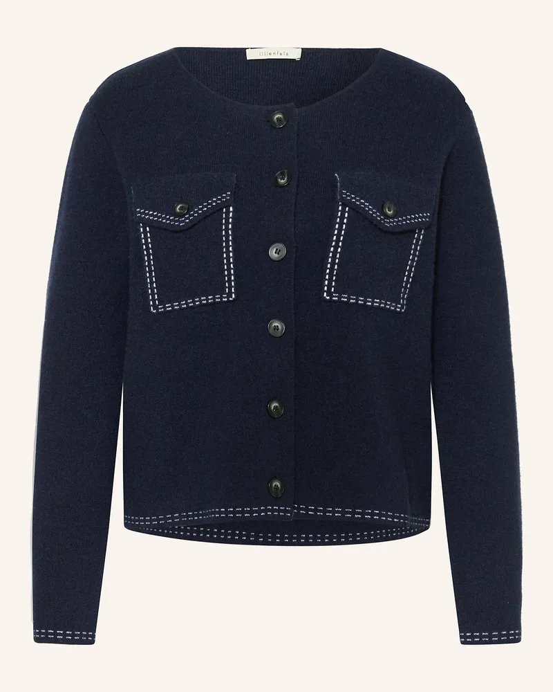 lilienfels Strickjacke mit Cashmere Dunkelblau