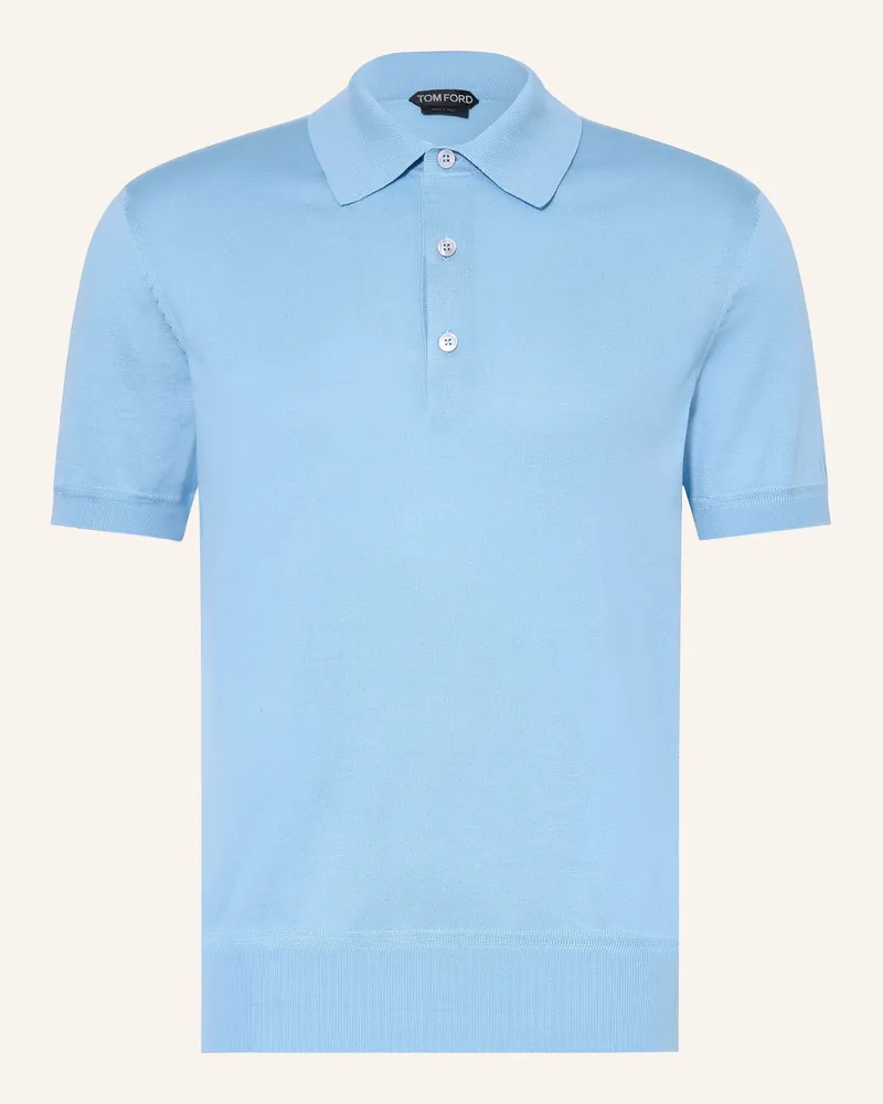 Tom Ford Strick-Poloshirt blau Hellblau