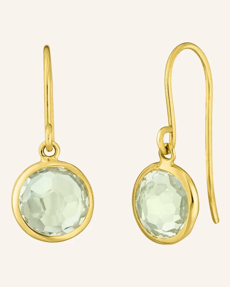 Leaf Ohrhänger GREEN AMETHYST aus 14 Karat Gelbgold Gold