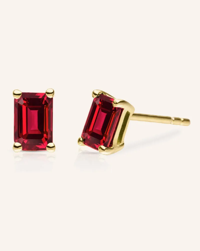 VEYNOU Ohrstecker EMBER aus 14 Karat recyceltem Gelbgold und 1,40ct. Lab-Grown Rubin Gold