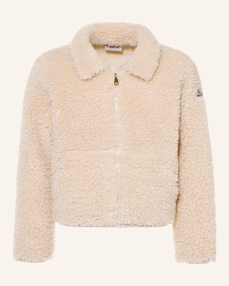 Moncler Teddyfell-Jacke weiss Hellbraun