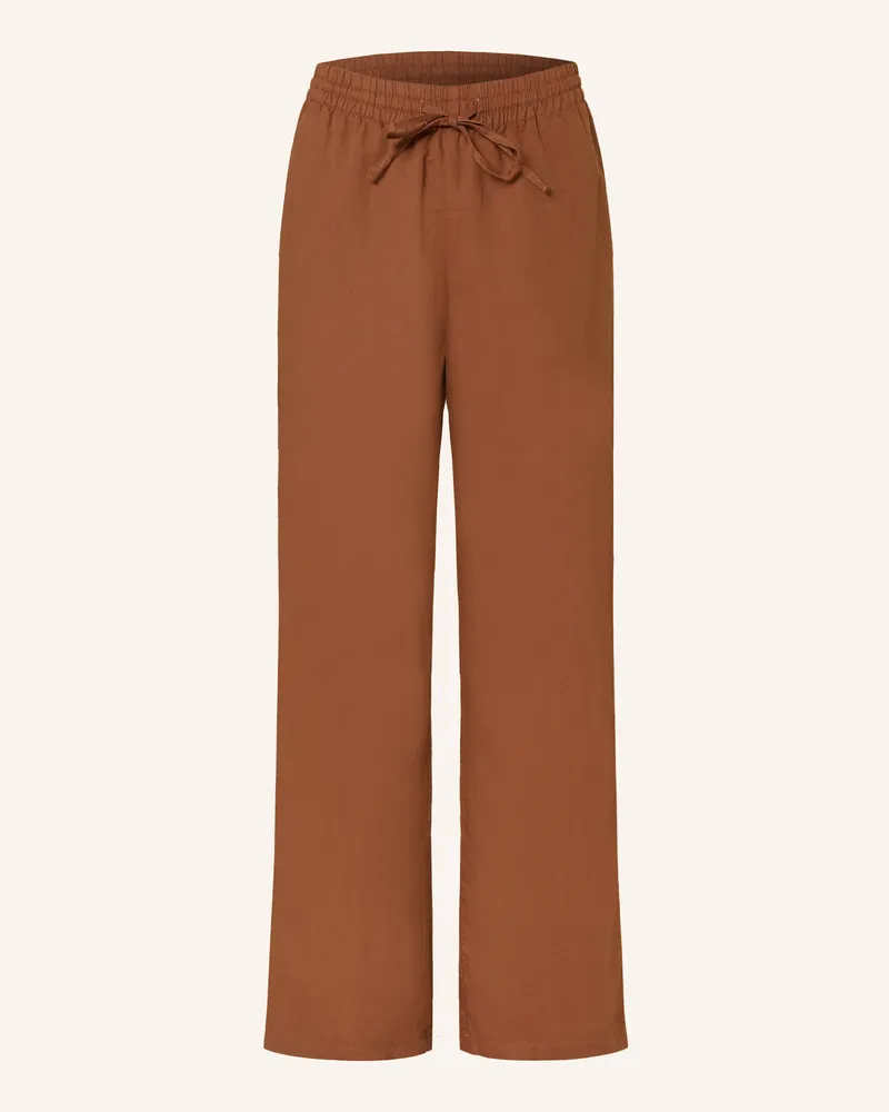 Marc O'Polo Marlenehose mit Leinen Braun