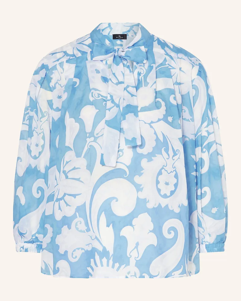 Etro Blusenshirt mit Schluppe und 3/4-Arm Blau
