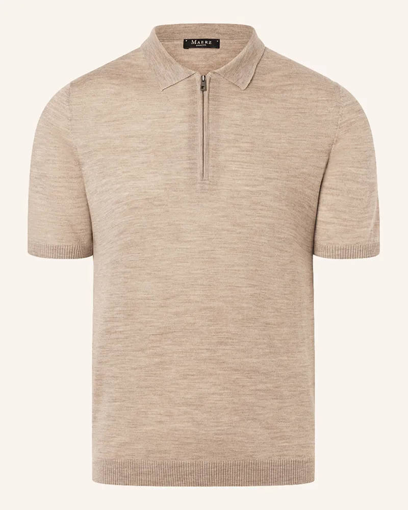 Maerz Strick-Poloshirt aus Merinowolle Beige