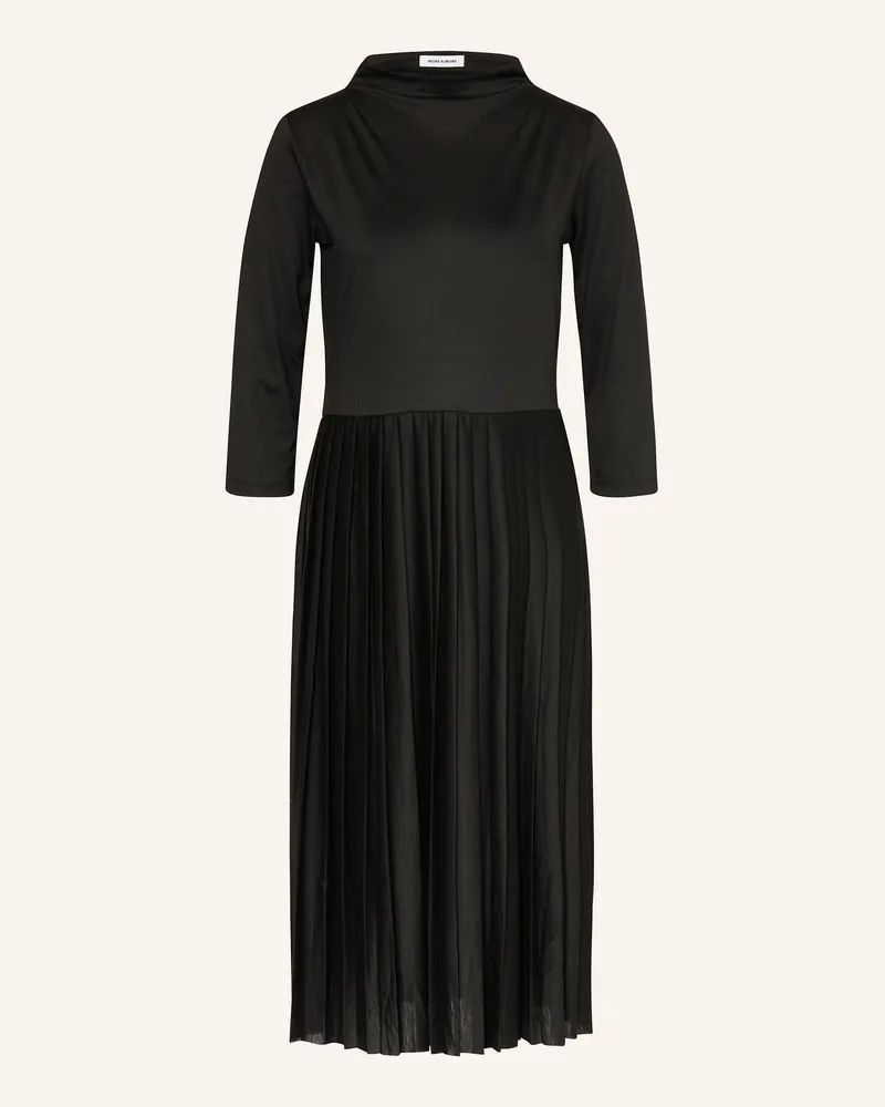 More & More Jerseykleid mit Plissees und 3/4-Arm Schwarz