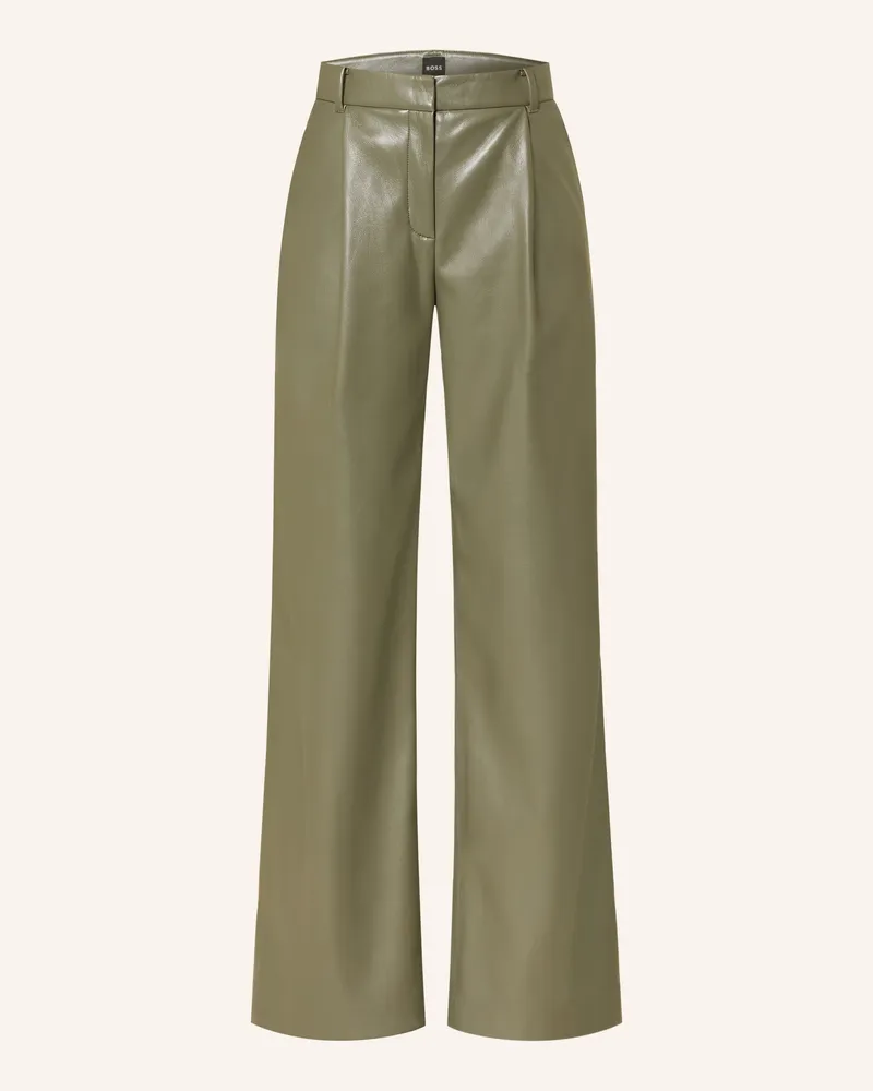 HUGO BOSS Marlenehose Tiana In Lederoptik gruen Khaki