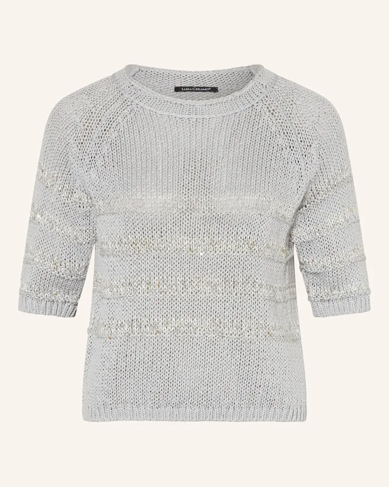 Luisa Cerano Strickshirt mit Leinen und Glitzergarn Silber