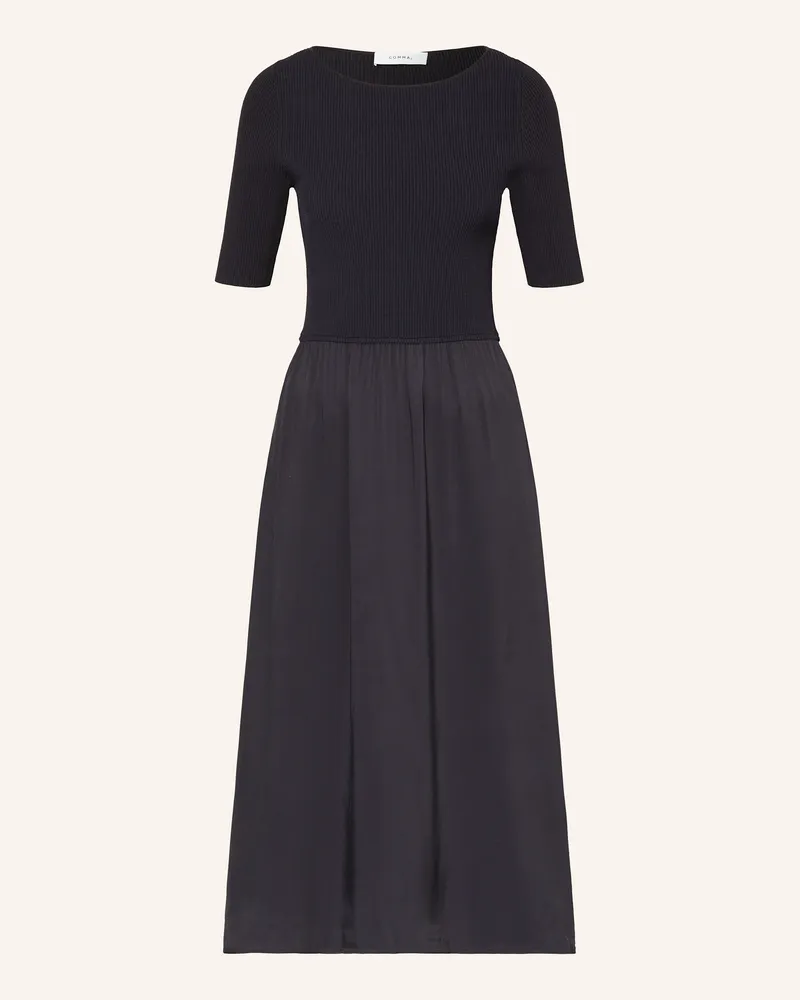 COMMA Kleid im Materialmix Dunkelblau