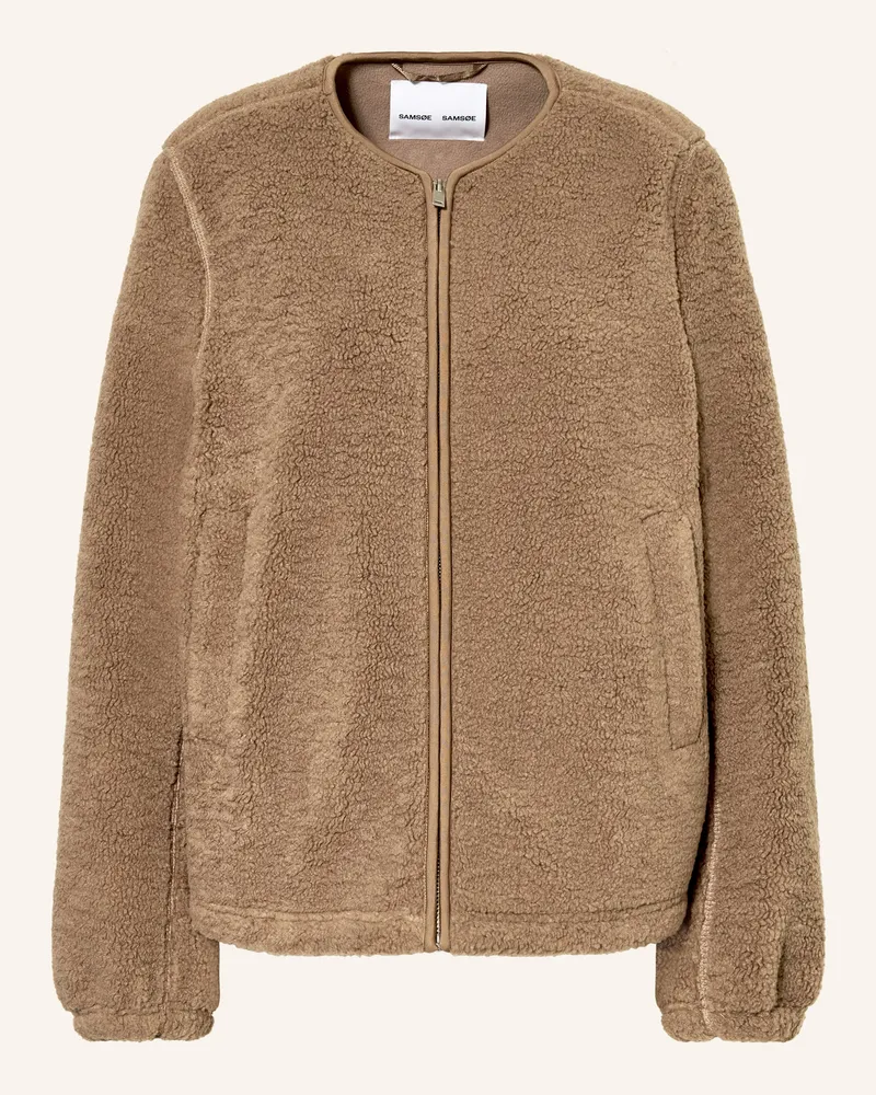 Samsøe & Samsøe Teddyfell-Jacke Saautumn braun Hellbraun