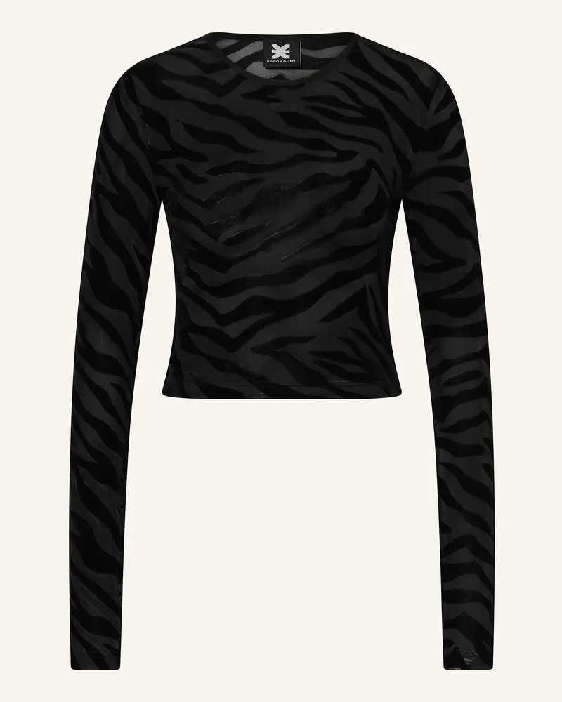 Karo Kauer Cropped-Longsleeve aus Mesh Schwarz