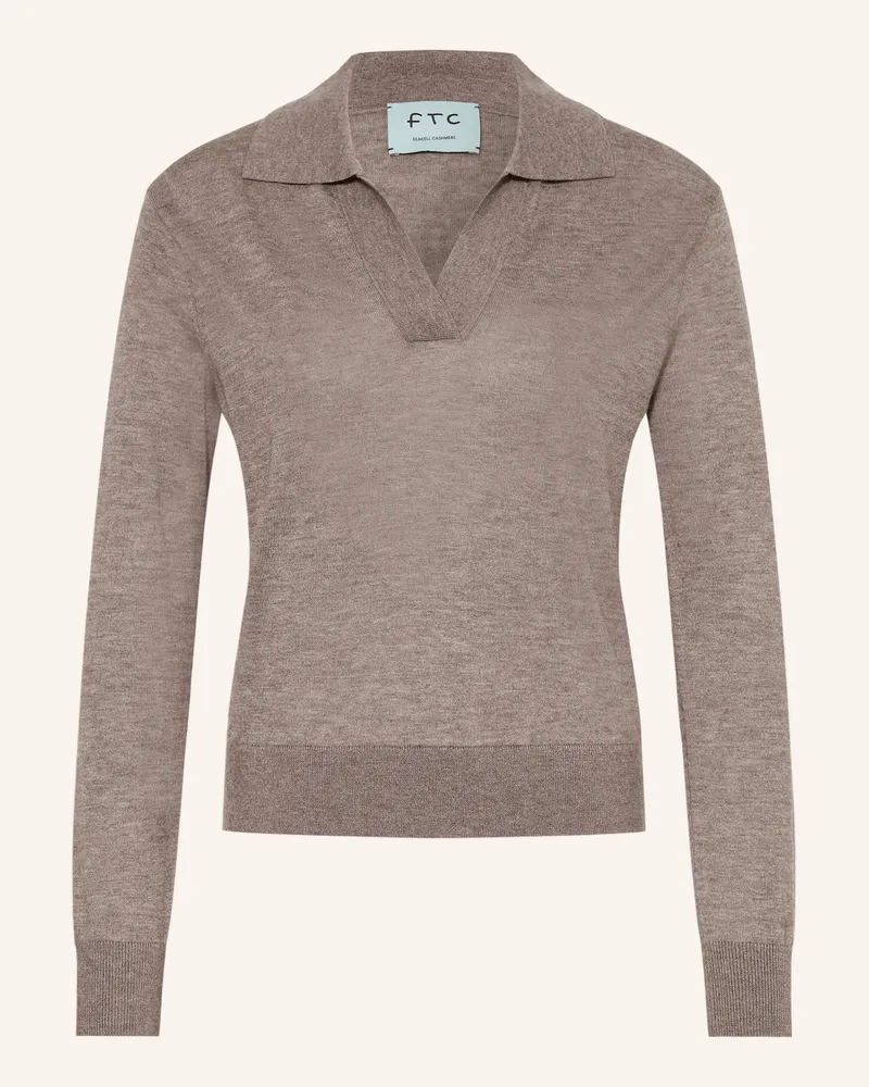 FTC Cashmere Strick-Poloshirt Mit Cashmere beige Taupe