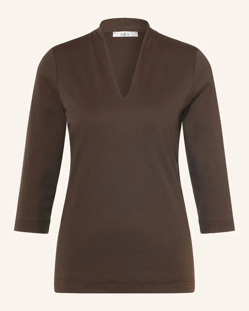 ZAíDA Shirt Mit Kelchkragen braun Dunkelbraun