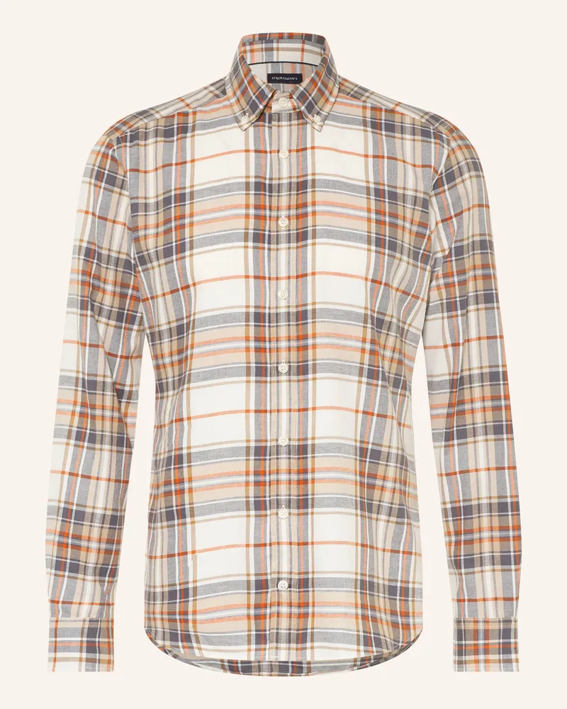 Strokesman's Flanellhemd Regular Fit weiss Creme