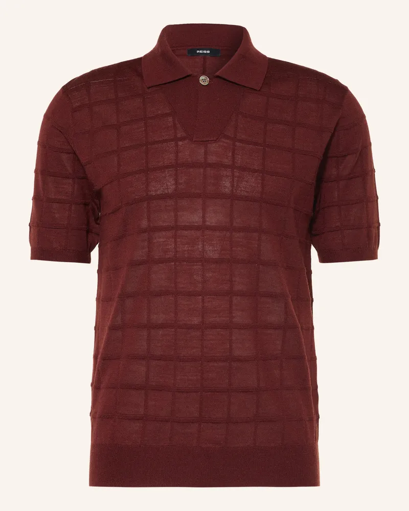 Reiss Strick-Poloshirt Serval rot Dunkelrot