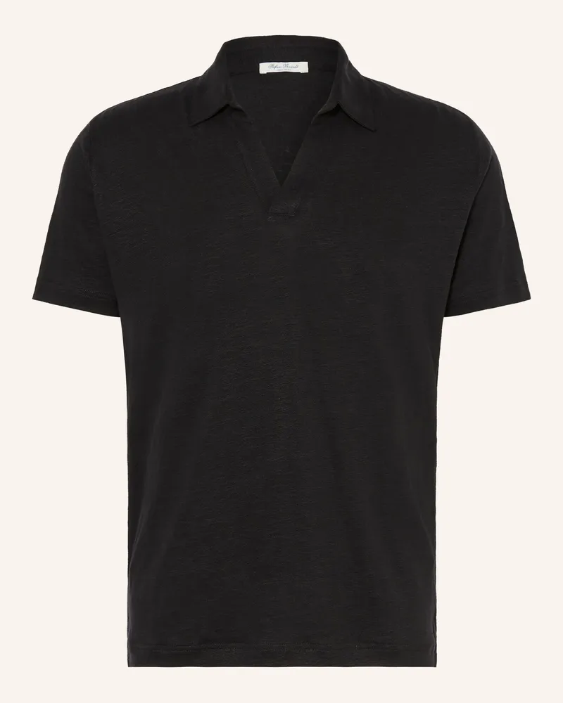 Stefan Brandt Jersey-Poloshirt aus Leinen Schwarz
