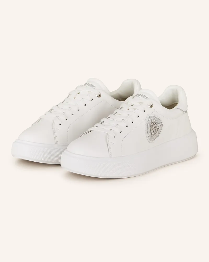 Blauer Sneaker VENUS mit Schmucksteinen Weiss