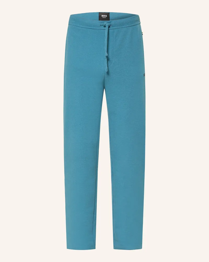 HUGO BOSS Schlafhose Waffle blau Blau