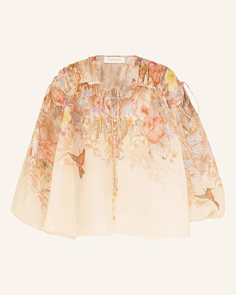 Zimmermann Bluse ILLUMINATE DRAWN mit Leinen und Seide Hellorange