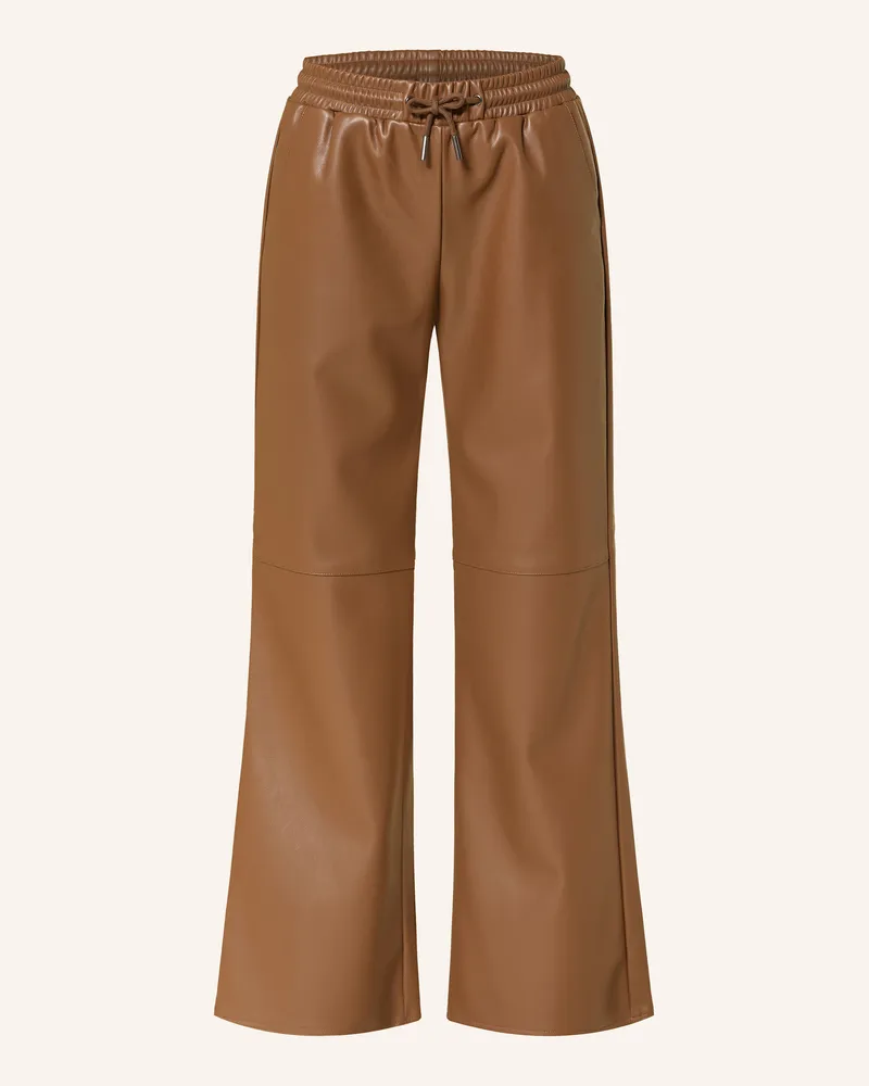 monari Hose in Lederoptik Braun