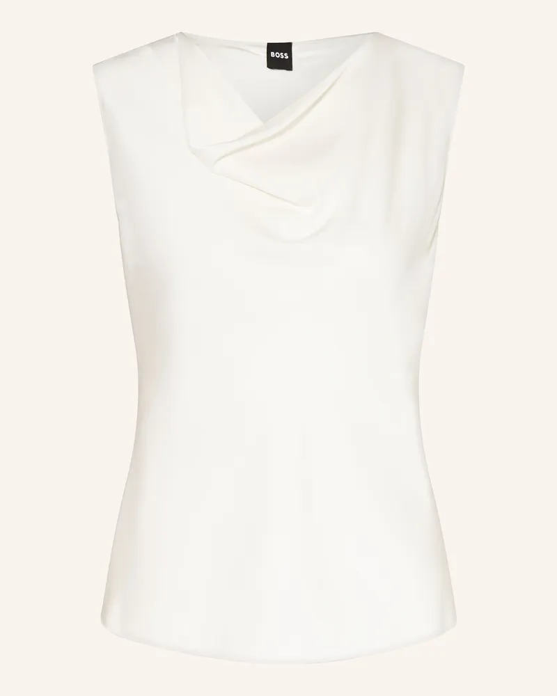 HUGO BOSS Blusentop BEILIDINA aus Seide Weiss