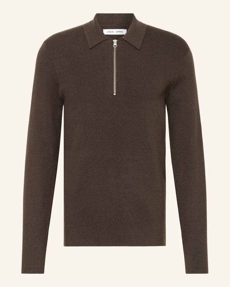 Samsøe & Samsøe Strick-Poloshirt Guna braun Dunkelbraun