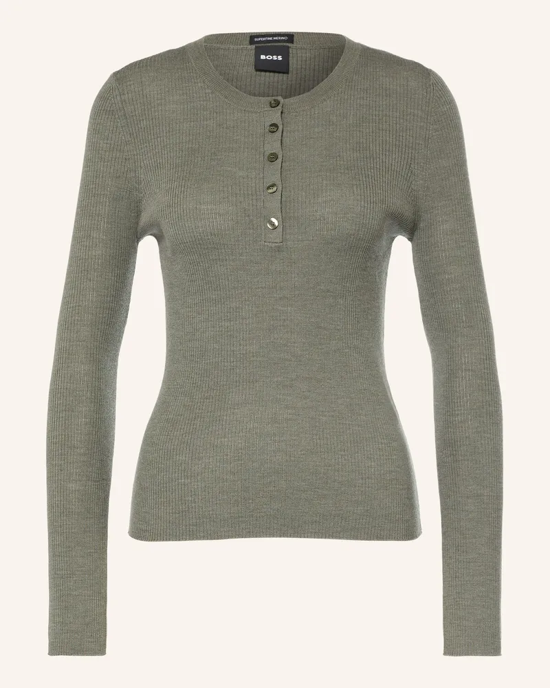 HUGO BOSS Henley-Shirt Feliconia gruen Oliv