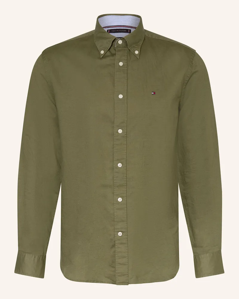 Tommy Hilfiger Hemd Comfort Fit mit Leinen Oliv