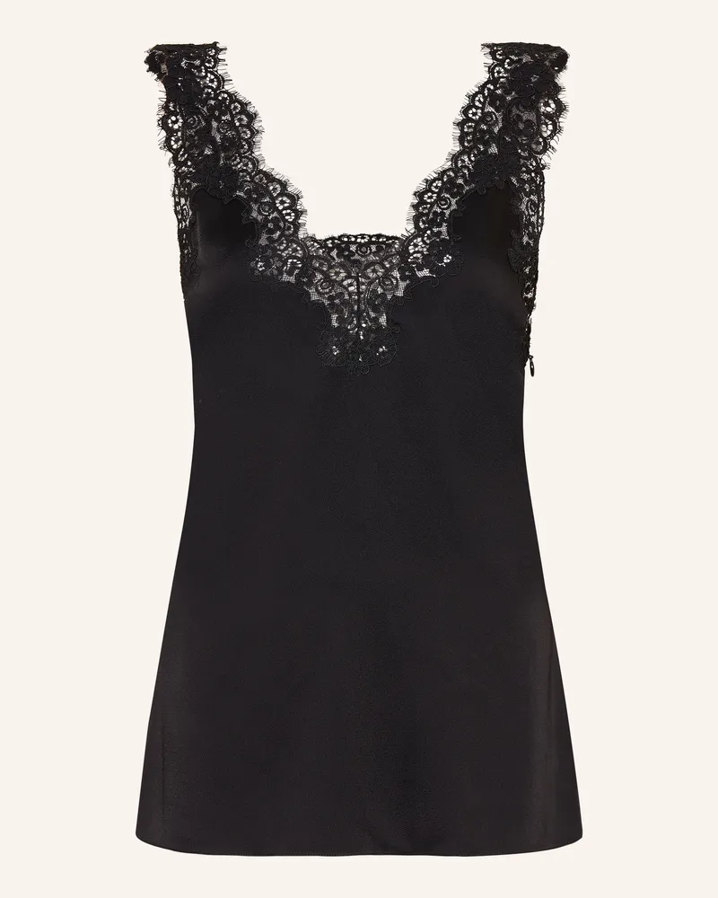 Stella McCartney Satintop Mit Spitze schwarz Schwarz