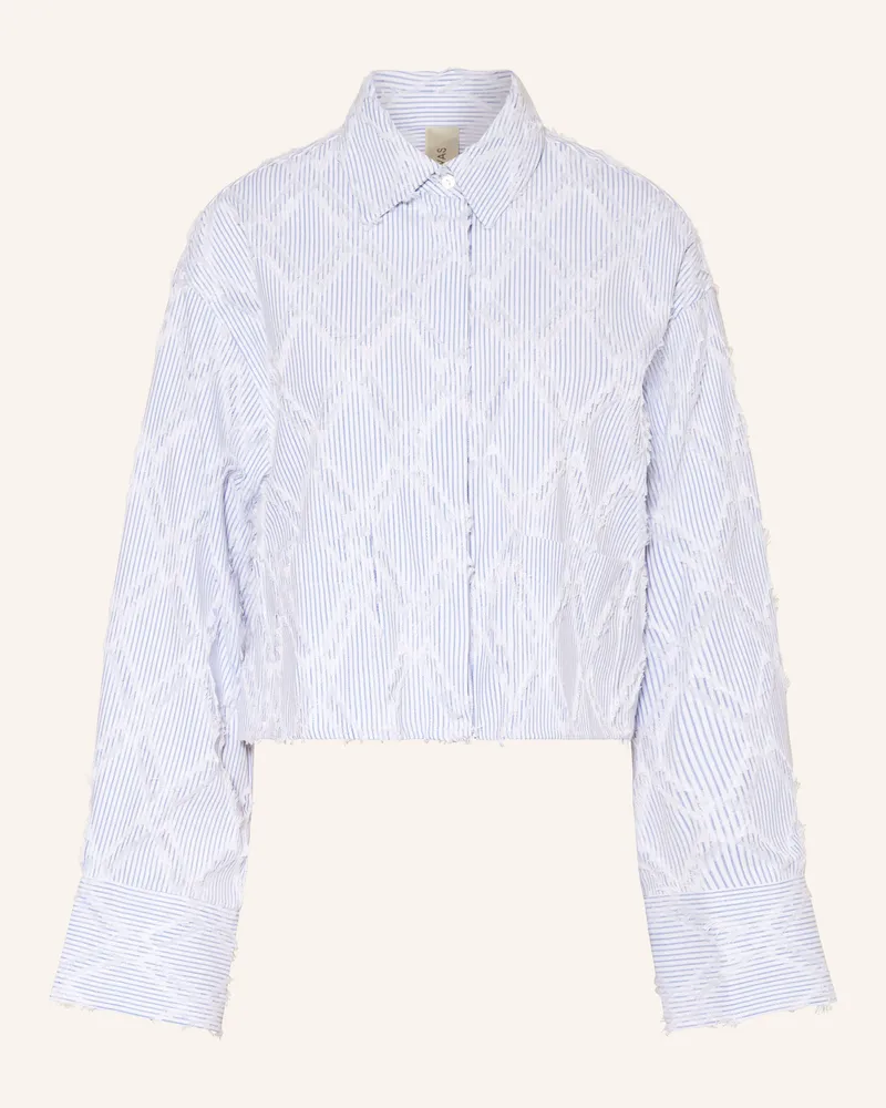 Y.A.S Cropped-Hemdbluse blau Weiss