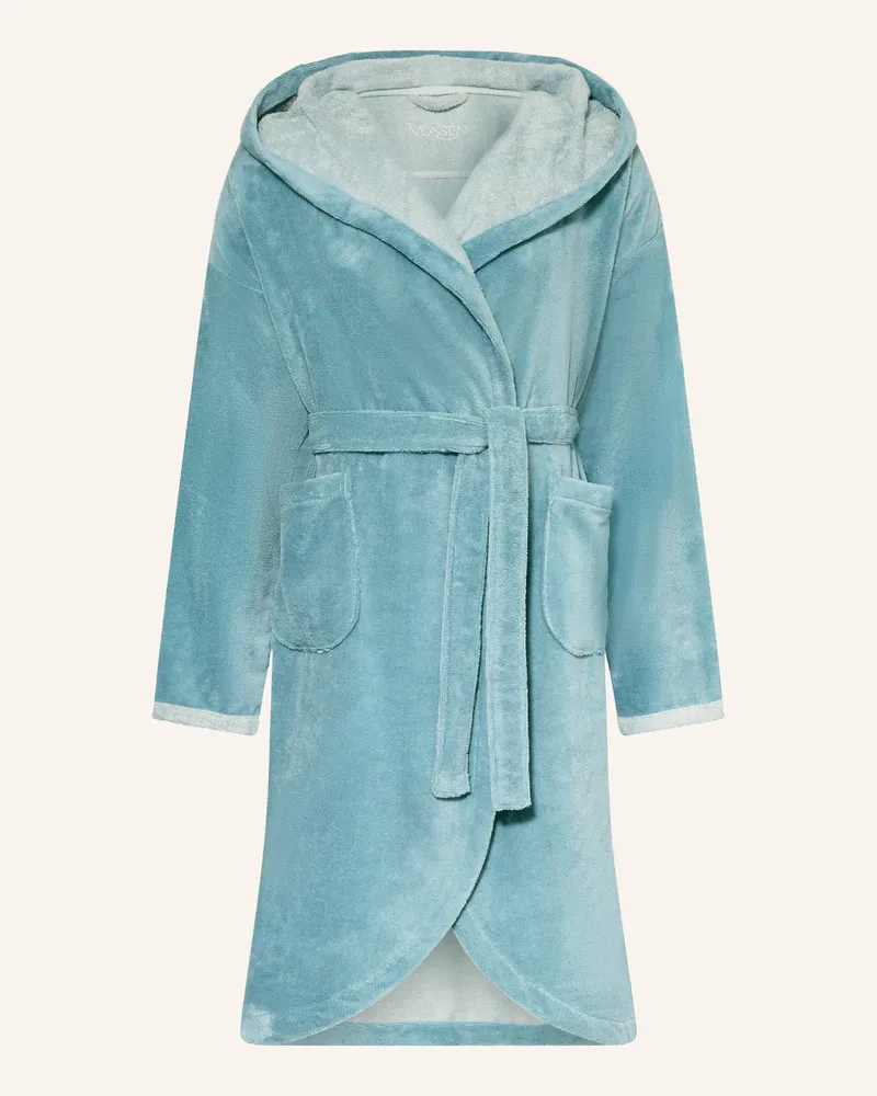 Vossen Unisex-Bademantel CARMEN mit Kapuze Hellblau