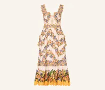 Kleid Mit Leinen Und Cut-Outs gelb