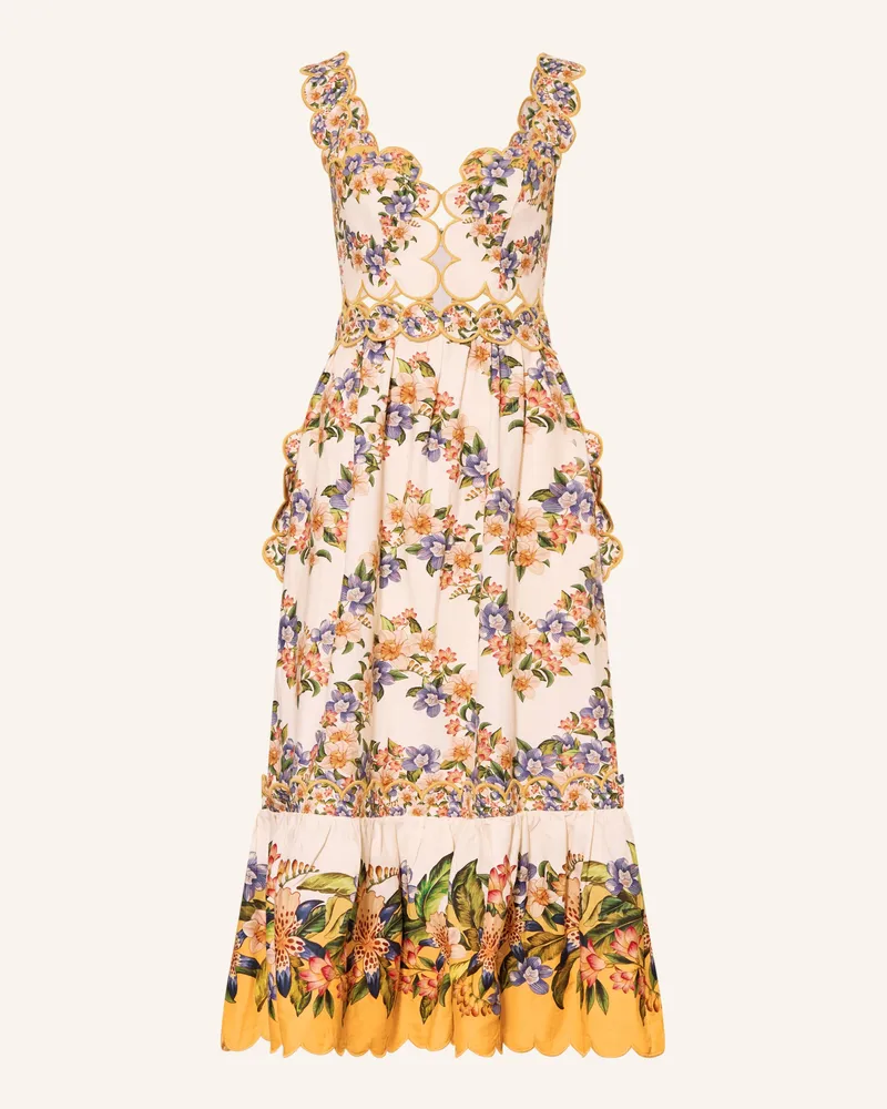 FARM Rio Kleid Mit Leinen Und Cut-Outs gelb Beige