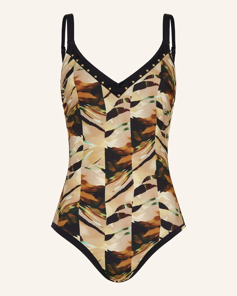 Charmline Bügel-Badeanzug Desert Lines Mit Shaping-Effekt braun Schwarz