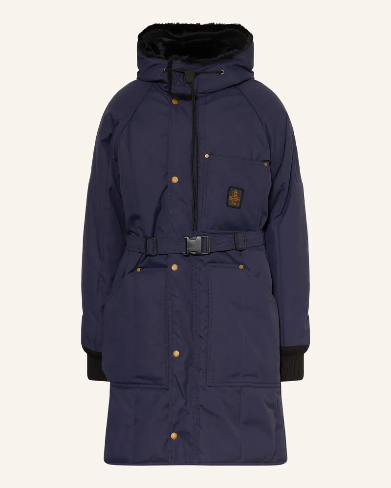 RefrigiWear Steppmantel Mit Kunstfell blau Dunkelblau