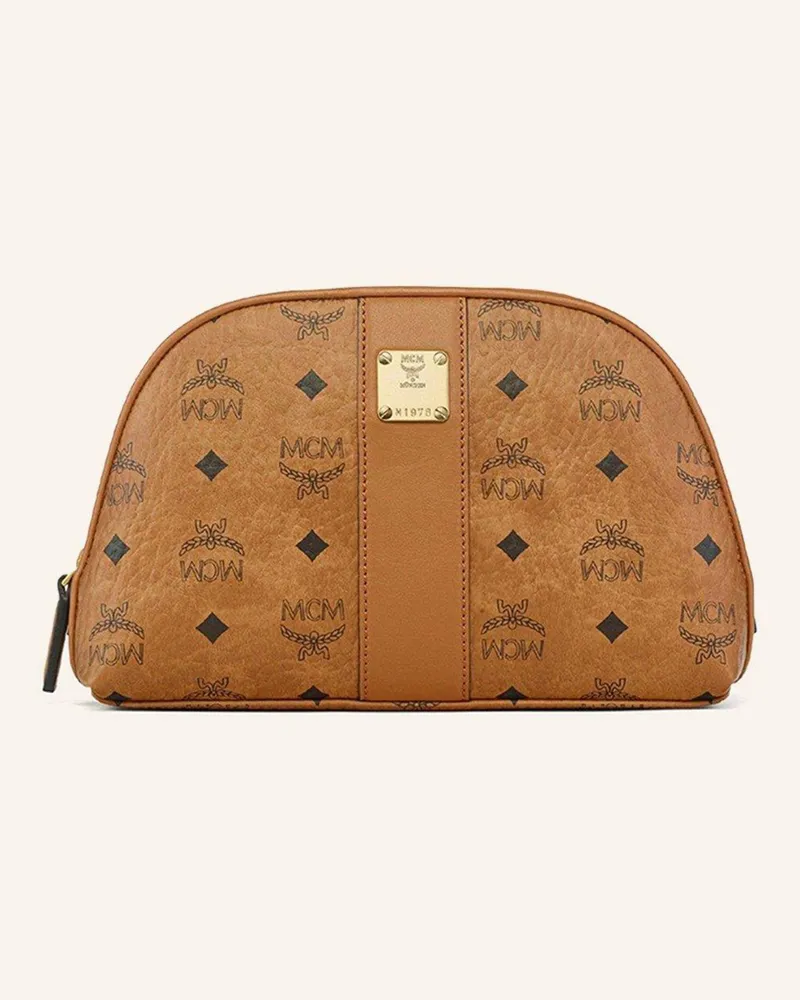 MCM Kosmetiktasche Visetos braun Cognac