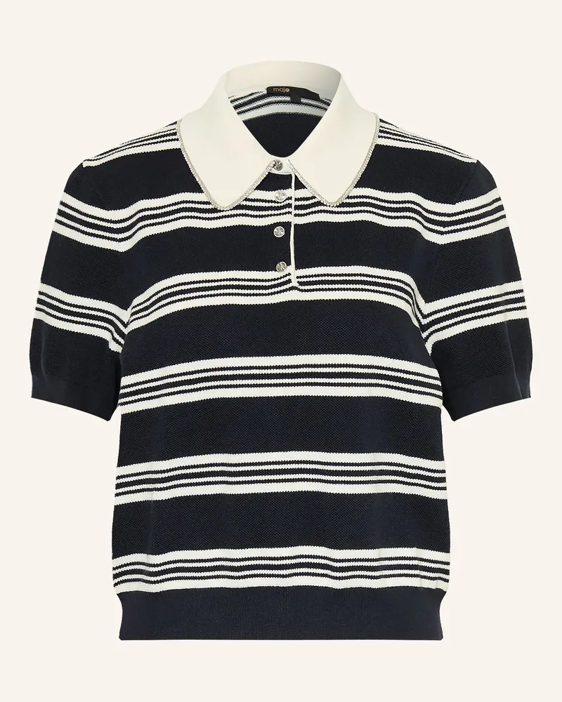 Maje Strick-Poloshirt mit Schmucksteinen Dunkelblau