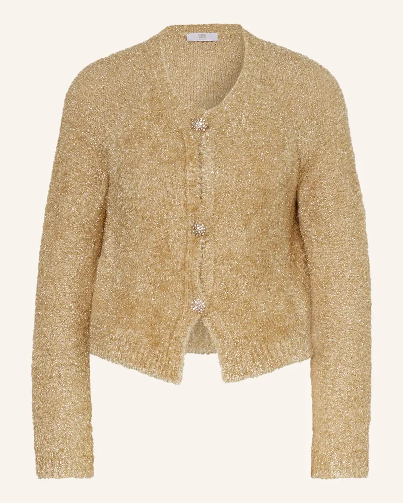 Riani Strickjacke mit Glitzergarn und Schmucksteinen Gold