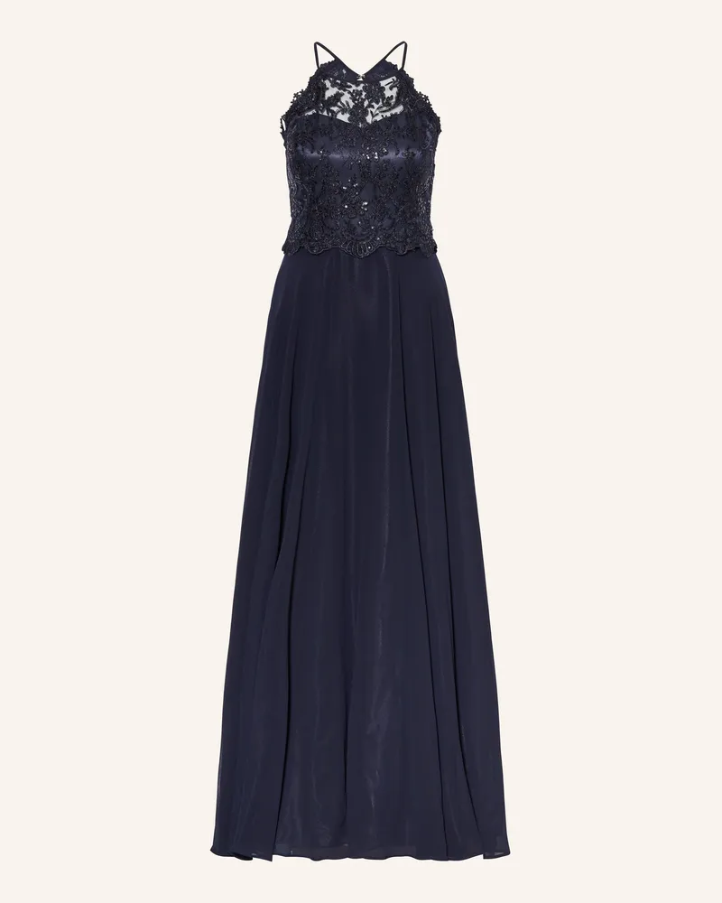 Vera Mont Abendkleid mit Spitze und Pailletten Dunkelblau