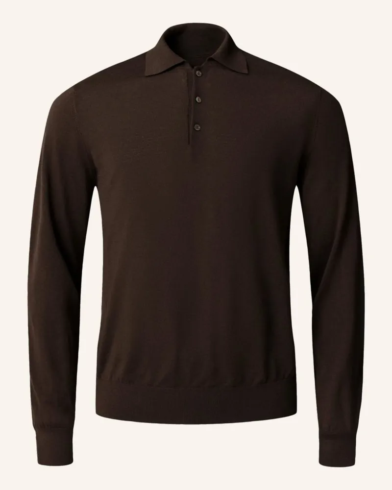 Eton Feinstrick-Polohemd Braun