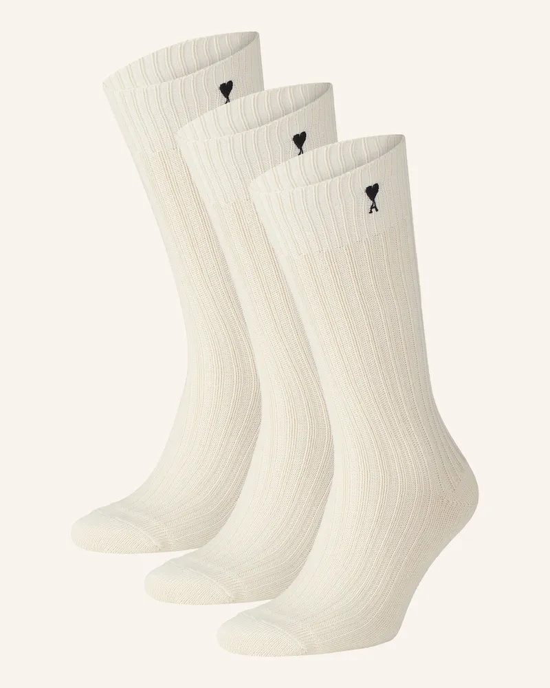 AMI Paris 3er-Pack Strümpfe weiss Ecru