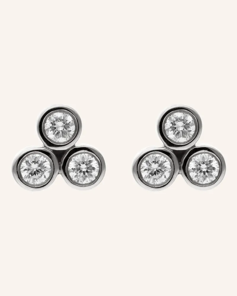 CADA Ohrstecker 3 Stones Diamond silber Weissgold