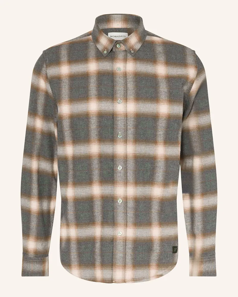 Nowadays Flanellhemd Comfort Fit grau Dunkelgrau