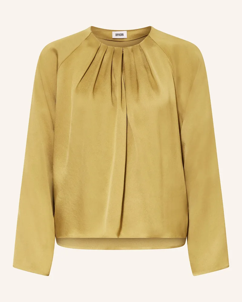 Drykorn Blusenshirt Harleen Aus Satin gruen Hellbraun